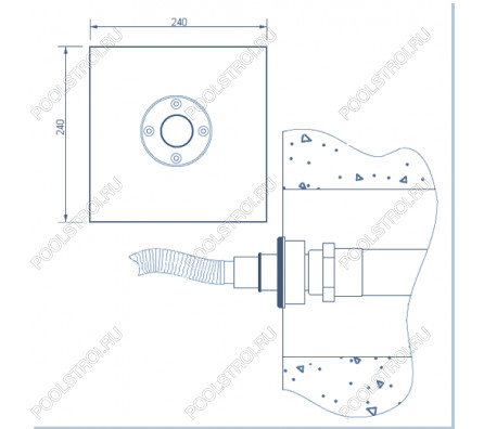 АТ 08.01 ФОРСУНКА подсоединения подводного пылесоса. 1 1/2«В.Р./ 2» Н.Р.