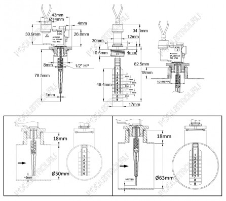 Лестница  без поручней 3 ступени Flexinox ESC PT AISI-316 (87174330)