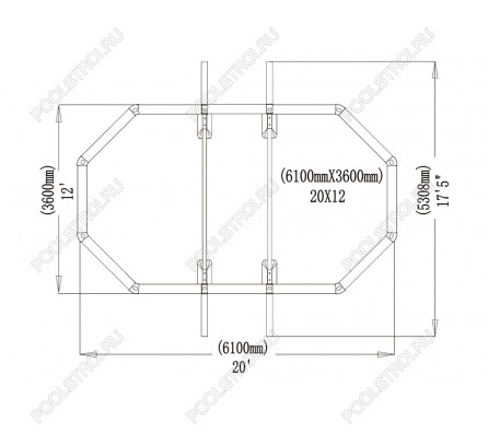 Морозоустойчивый бассейн Premium овал (6.1x3.6x1.3) Starmatrix SP613613BW wood